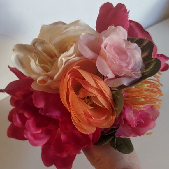 NWT Rustic Bright Faux Floral Roses Mum Bouquet Mother's Day Gift Wedding Decor - Picture 2 of 6